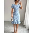 thumbnail image 6 of Womens Casual Dresses for Summer Short Sleeve Flare Bodycon Midi Dress Blue XL, 6 of 9
