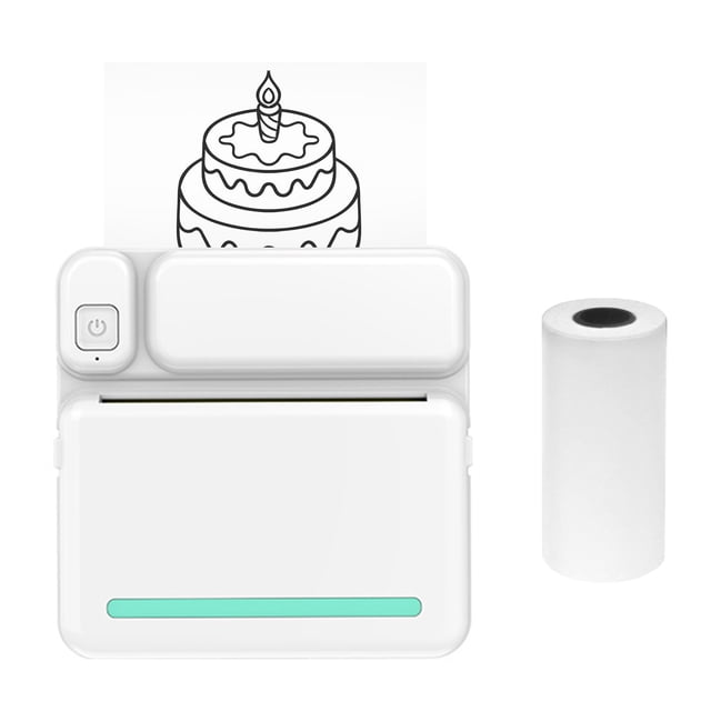 Riwcyla Pocket Photo Printer Portable Thermal Printing Machine Wireless Connection for Picture Lable DIY Handcraft List Meno Notes Journal Receipt Paper Instant Printer Sticker with 1 Roll Thermal