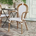 thumbnail image 3 of Flash Furniture Lourdes Indoor/Outdoor French Bistro Stack Chair with Arms White/Gray/Natural, 3 of 16