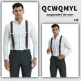 thumbnail image 4 of QCWQMYL Men's Suspenders Braces Leather Strap Father/Husband's Gift 6 Buttons Brown, 4 of 6