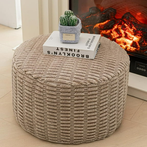 Pouf Ottoman Stuffed Round Modern Foam Filled Ottoman Foot Rest Poufs for Living Room Chair Decorative Boho Foot Stool for Wedding Christmas Party
