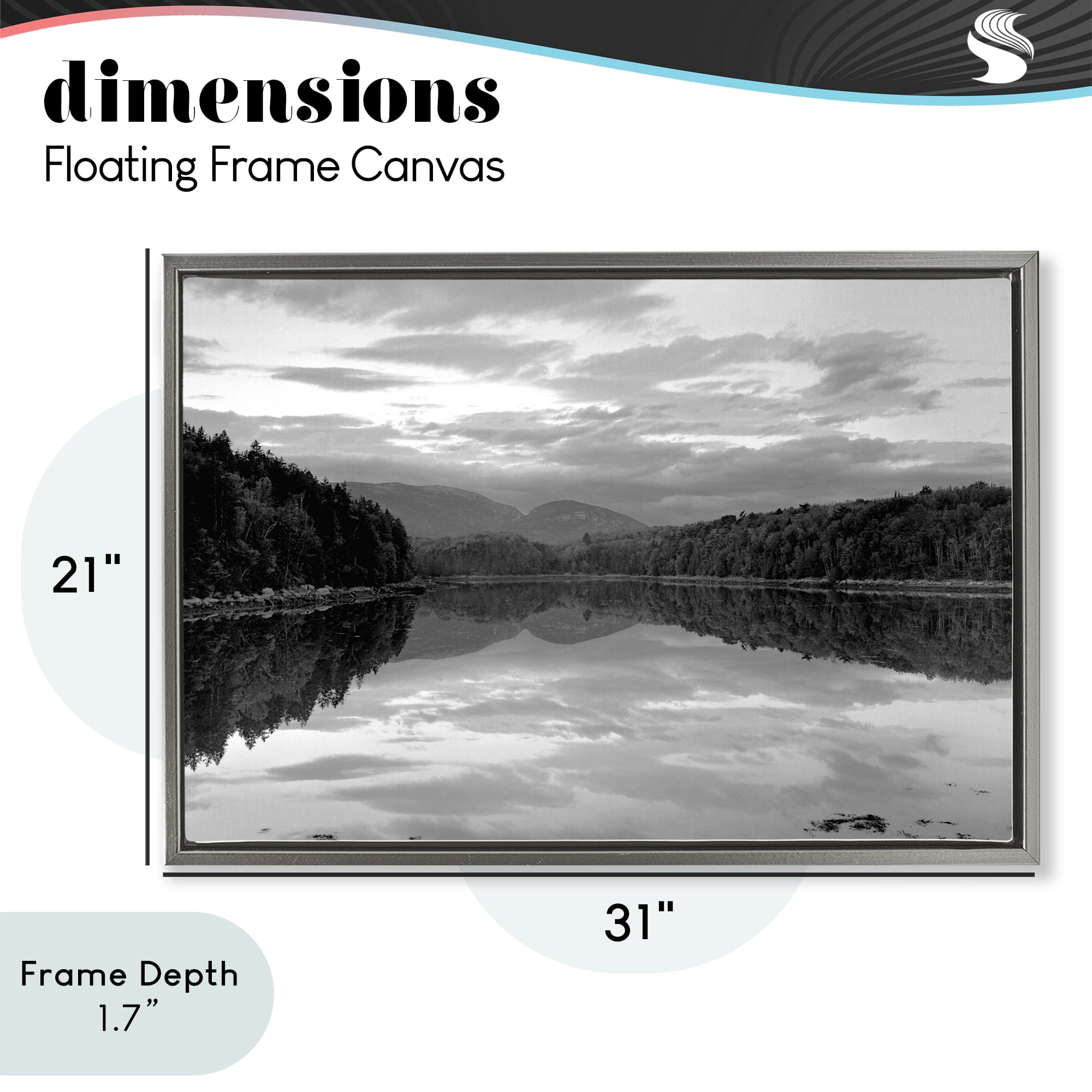 Stupell Industries Acadia Reflection in Monochrome Gray Framed Floater Canvas Wall Art, design by MJ Photography