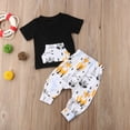 thumbnail image 5 of Douhoow Baby Boy Short Sleeve Front Pocket T-shirt Fox Printed Elastic Band Pants 2PCS Outfit Set, 5 of 7