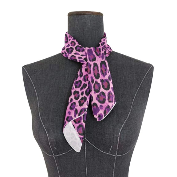Wobogo Purple Leopard Print Square Scarf 23.62 x 23.62 In Lightweight Polyester Silk-Feel Neck Scarf for Women Fashion Head Scarf Hair Wrap Bandana