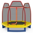 thumbnail image 1 of Costway Trampolín infantil de 2,13 m con red de seguridad, colchón de resorte y lona de salto, color naranja, 1 of 3