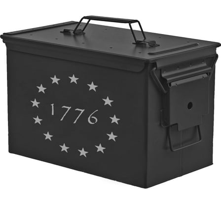 Steel Ammo Can Storage Box Ammunition Case 1776 Betsy Ross American Flag (50cal, Black)