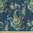 thumbnail image 2 of Ambesonne Paisley Themed Fabric by the Yard Upholstery, Eastern Floral Boho, 3 Yards, Dark Indigo Mustard Cream, 2 of 5