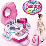 Vanity Play Set Girls Pretend Play Makeup Girls Portable Toys Make Up Princess Suitcase Juguetes