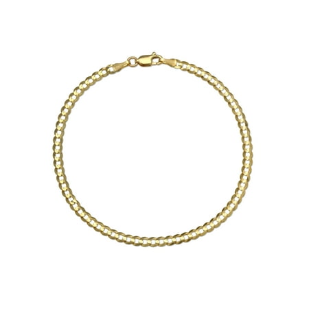 14 KARAT YELLOW GOLD SOLID CURB 3.60MM WIDE CHAIN WITH LOBSTER CLASP IN 9.00 INCHES LONG BRACELET