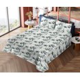 thumbnail image 4 of Ambesonne Floral Fitted & Flat Sheet with Shams 4 Pcs Set, Summer Flowering Exotics Art, Calking, Laurel Green and Pale Grey, 4 of 5