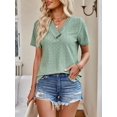 thumbnail image 4 of 2024 Tops for Women Trendy Button V-Neck Casual Short Sleeve, Women's Summer Tops, 4 of 8