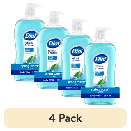 (4 pack) Dial Spring Water Body Wash, Refresh & Renew, Gentle on All Skin Types, 32 fl oz