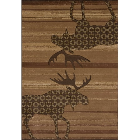 Circle Stripe Rug United Weavers Contours Lodge Area Rugs - 511-27359 Contemporary Toffee Stripes Lines Circles Moose Rug ()
