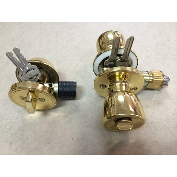 New Mobile Home Entrance Door Lock W/Deadbolt Keyed alike Polished Brass
