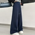 thumbnail image 6 of FYDUU Girls Casual Pants Autumn Fashion Trousers Elastic High Waisted Sweatpants School Uniform Slacks Loose Fit Comfortable Kids Bell Bottoms, Navy, 5-6 Years, 6 of 8