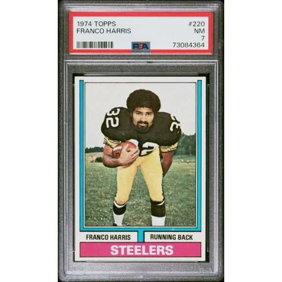 Graded 1974 Topps Franco Harris #220 2nd Year Football Card PSA 7 Near Mint