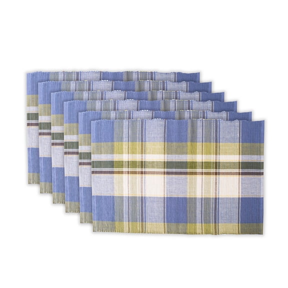 DII Lake House Plaid Ribbed Placemat (Set of 6), 19"x13", 100% Cotton