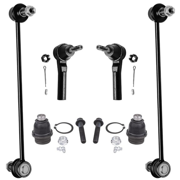 Detroit Axle - Front 6pc Suspension Kit for 09-12 Dodge Caliber, 2007-2017 Jeep Compass Patriot, 2 Outer Tie Rod Ends 2 Sway Bar Links 2 Lower Ball Joints 2010 2011 Replacement