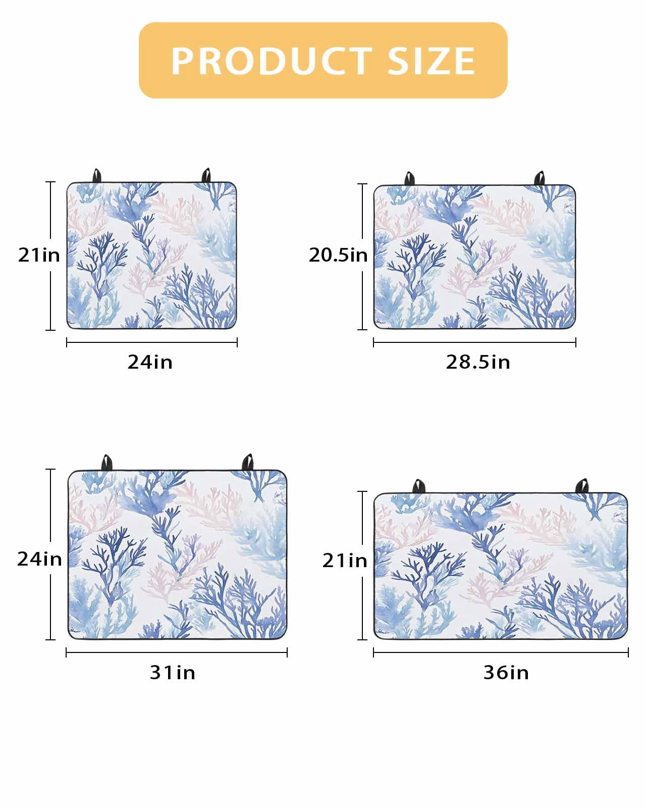 nqOlkjepod Large Induction Cooktop Protector Mat 24"x21", Blue Pink Coral Stove Top Covers for Electric Stove, Watercolor Coastal Ocean Life Decorative Stove Burner Cover Mats, Glass Top Stove Cover