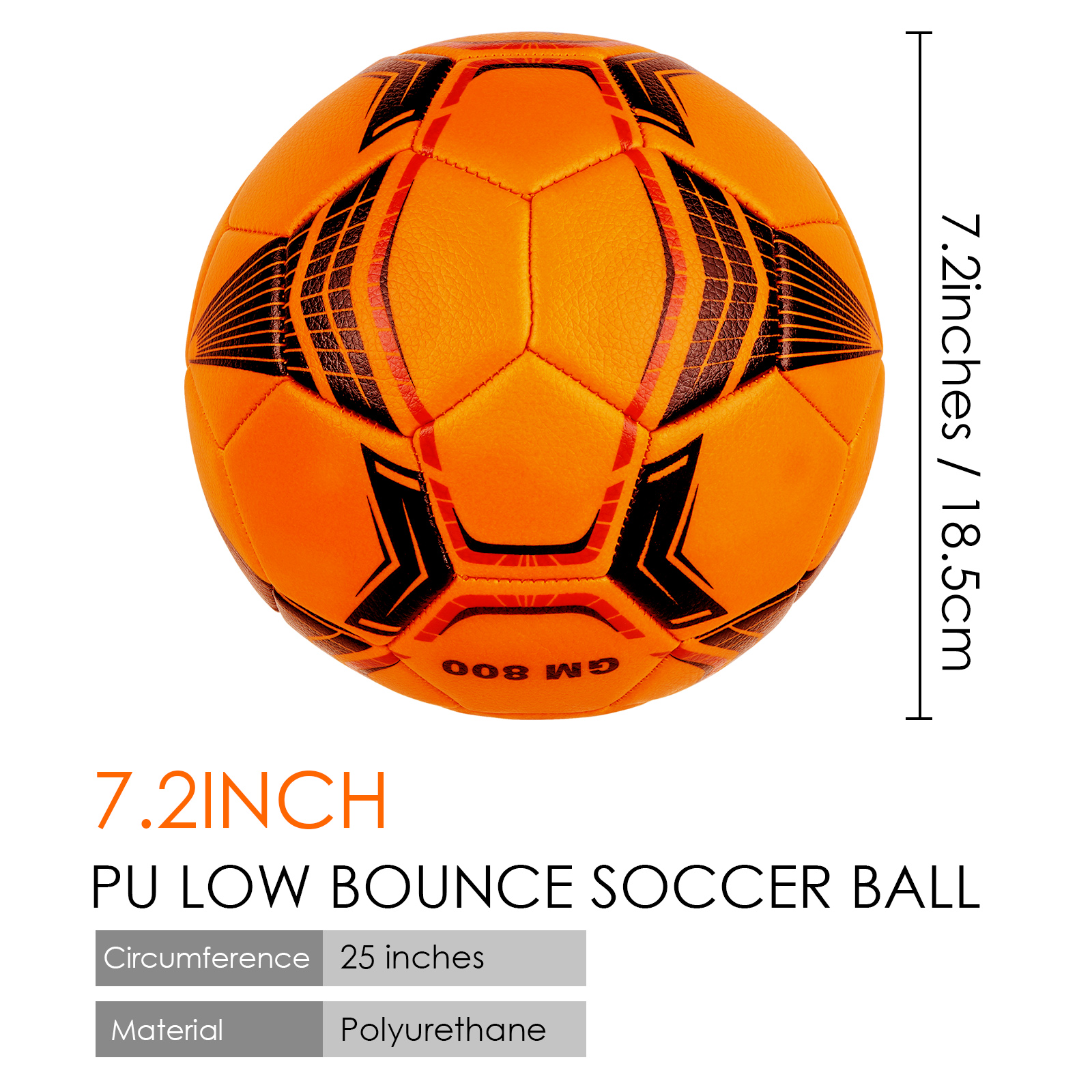 Size 4 Training Futsal Ball, Low Bounce Indoor Soccer Ball (Orange)