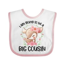 Inktastic Floral Deer Fawn I Am Going to Be a Big Cousin Boys or Girls Baby Bib