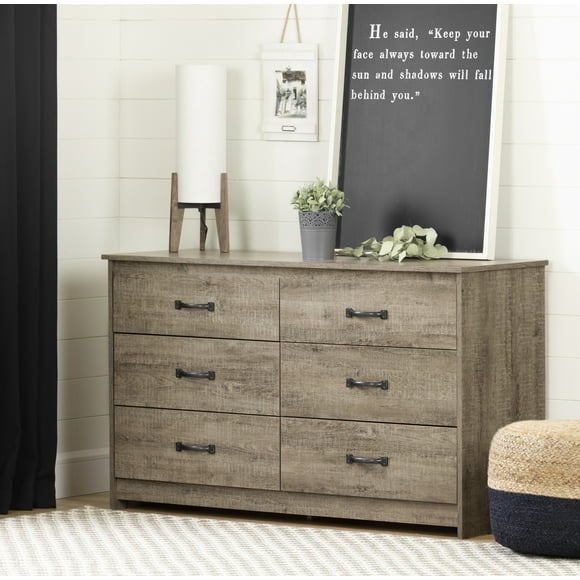 South Shore Tassio 6-Drawer Dresser for Adult, in Weathered Oak