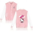 thumbnail image 3 of Chaqueta bomber de Hello Kitty para mujer y hombre, chaqueta de béisbol de otoño, abrigo de estudiante, ropa de calle, chaqueta bomber de estilo universitario de estilo Harajuku, 3 of 5