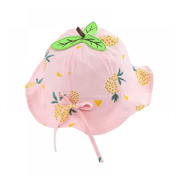 Eleanos Baby Sun Hat Wide Brim Bucket Hats Outdoor Summer Hat for Toddler Infant Girls Pineapple Print Bow Breathable Hat
