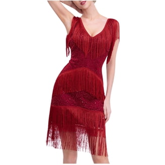 XFLWAM 1920s Gatsby Dresses for Women Sleeveless Fringe Flapper Dress  Roaring 20s Sequins Beaded Irregular Hem Dress Vintage Art Deco Dress