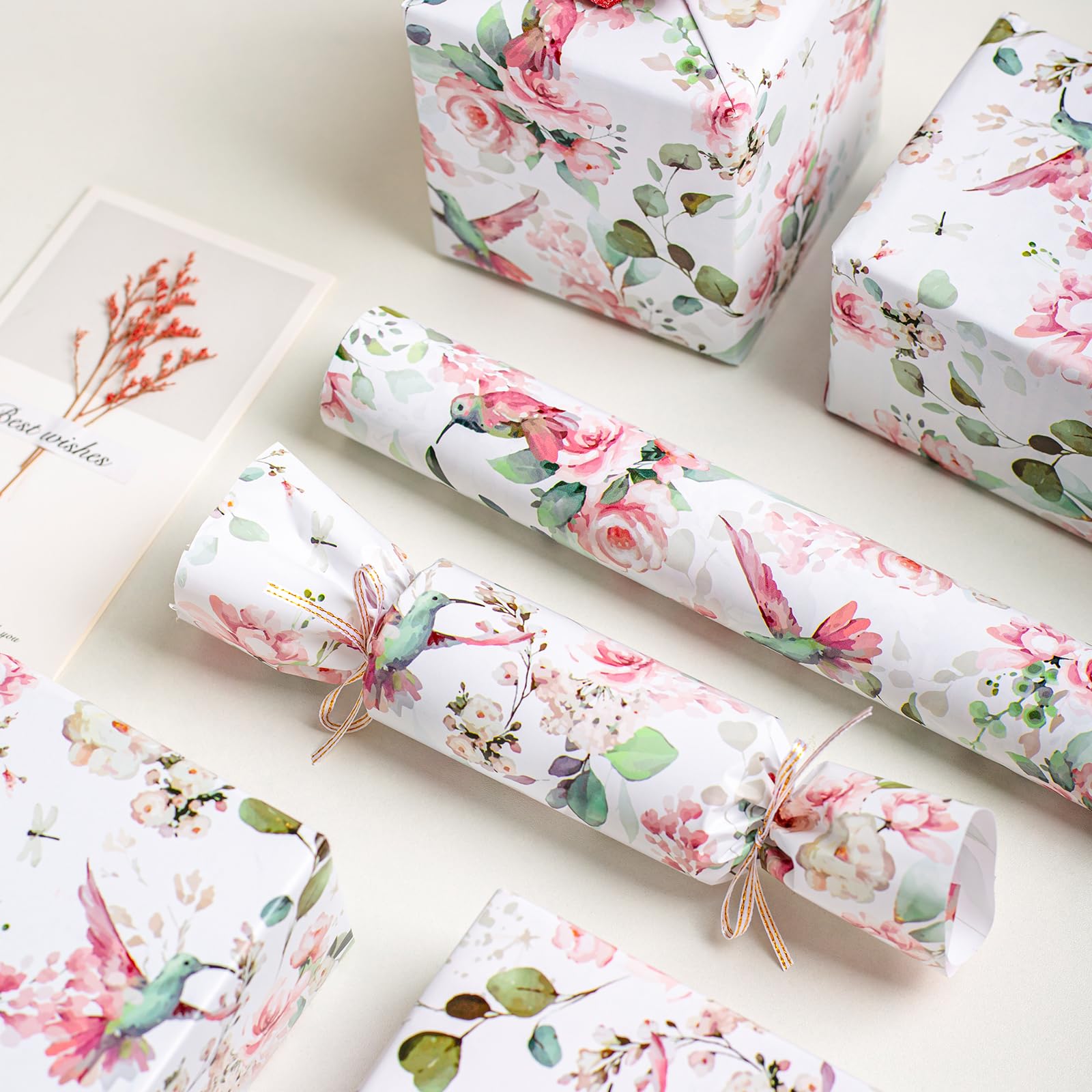 HOMERAL Floral Gift Wrapping Paper Roll - 17in x 33ft photo 4