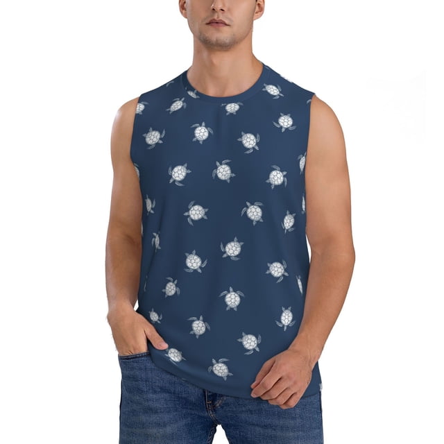 Balery Turtle Camisetas sin mangas para hombre, absorbe la humedad y protege contra el mal olor.-XX-Large