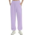thumbnail image 6 of Efsteb Fleece Joggers for Women Comfy Warm Fleece Pajama Long Pants Drawstring Elastic Waist Wide Leg Bottoms Joggers Sweatpants (Purple,S), 6 of 6