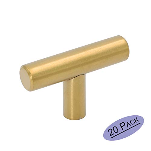 goldenwarm 20Pack 50mm Long Single Hole gold Knobs and Pulls