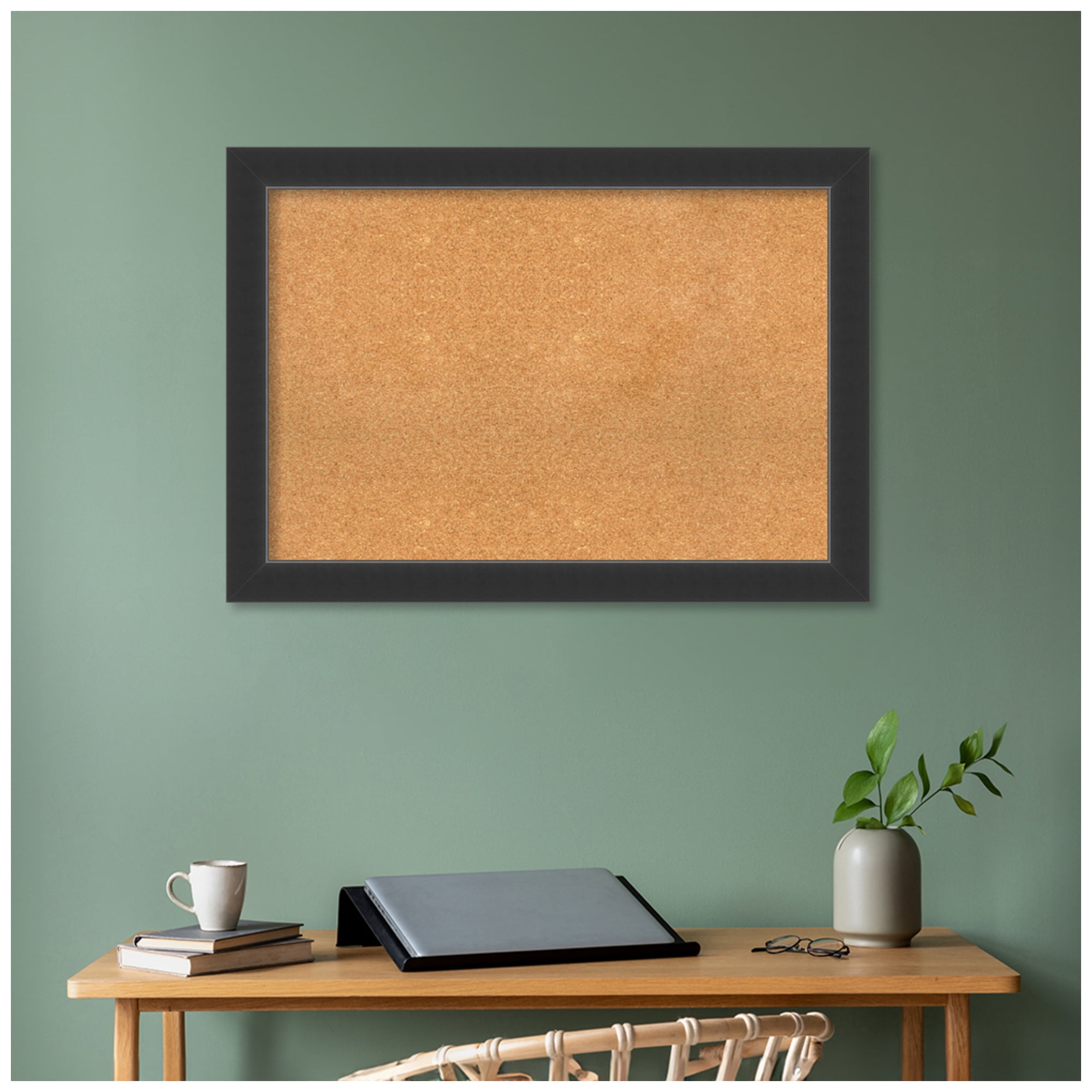 Amanti Art Natural Cork Board Wood Framed Corvino Black Bulletin Board 41 in. x 29 in.