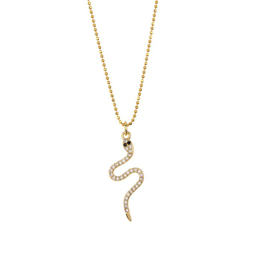 Curvy Crystal Snake Necklace gold