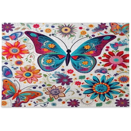 BESTKITTY Puzzle- Colorful Butterflies Jigsaw Puzzles,1000 Piece Puzzles for Family - Fun Intellectual Decompressing Educational Games(243)