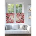 thumbnail image 4 of Sheer Curtains 54 Inch Length 2 Panels Set for Kitchen, Pink Roses Semi Sheer Curtains for Windows, Spring Floral Elegant Pastoral Butterfly Retro Voile Window Treatments Rod Pocket Curtain, 4 of 7