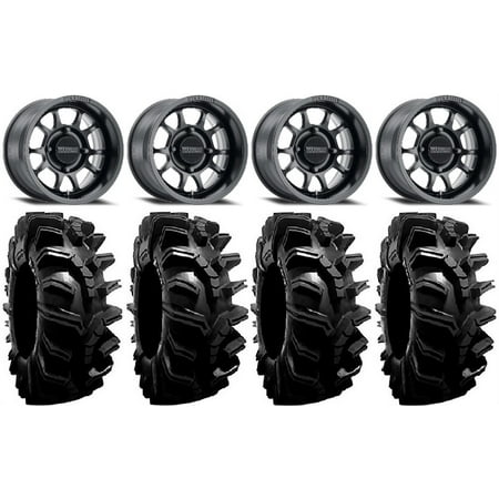 Method 409 14 Black (4+3) Wheels 32 BogMax Tires Can-Am Commander Maverick Renegade Outlander Defender