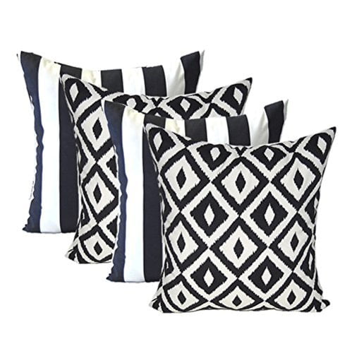 Outdoor 4 Styles Pillow Black White Tropical Palm Leaf Cushion Summer Indoor 