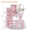 thumbnail image 4 of Gaderth Vanity Desk With Sliding LED Mirror And Power Outlet, Makeup Dressing Table With 4 Drawers, Storage Shelves And Stool, 3 Color Lighting Modes, Bedroom Vanity Set With USB Ports, 4 of 8