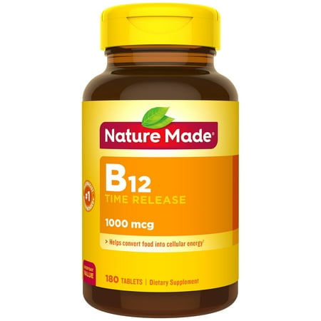 Nature Made Vitamin B12 1000 mcg Time Release Tablets, 180 Count for Metabolic