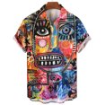 thumbnail image 3 of Camisa con estampado 3D de cara abstracta para hombre, camisa hawaiana de manga corta con gráficos de pintura artística de verano, blusa con solapa, ropa de calle, 3 of 5
