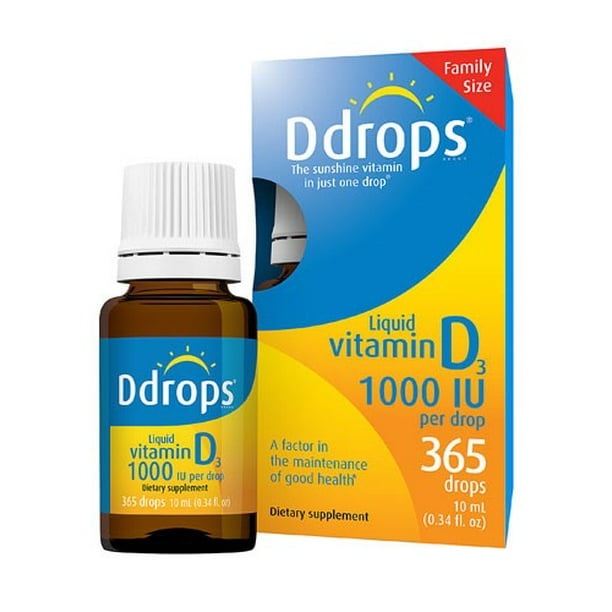 D Drops Liquid Vitamin D3 1000 IU, 365 Drops, 0.34 Fl Oz