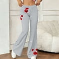 thumbnail image 3 of VBVC Women's Y2K Rose Flare Leg Sweatpants,Ladies High Waisted Trousers,Stretchy Pull-On Pants for Women,Gray,S-2XL, 3 of 8