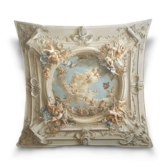 The Baroque Pattern Pillowcase Special Crystal Velvet Square One Side Beautifully Printed Breathable And Comfortable Multi-functional Pillow 16in