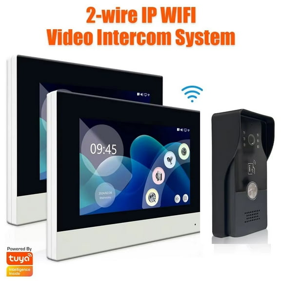 2 Wired Video Intercom System with 1080P Camera 7 Inch Touch Screen Monitor,WiFi Video Door Phone Kit,Motion Detect, 3 in 1 Remote Unlock,Tuya 32G