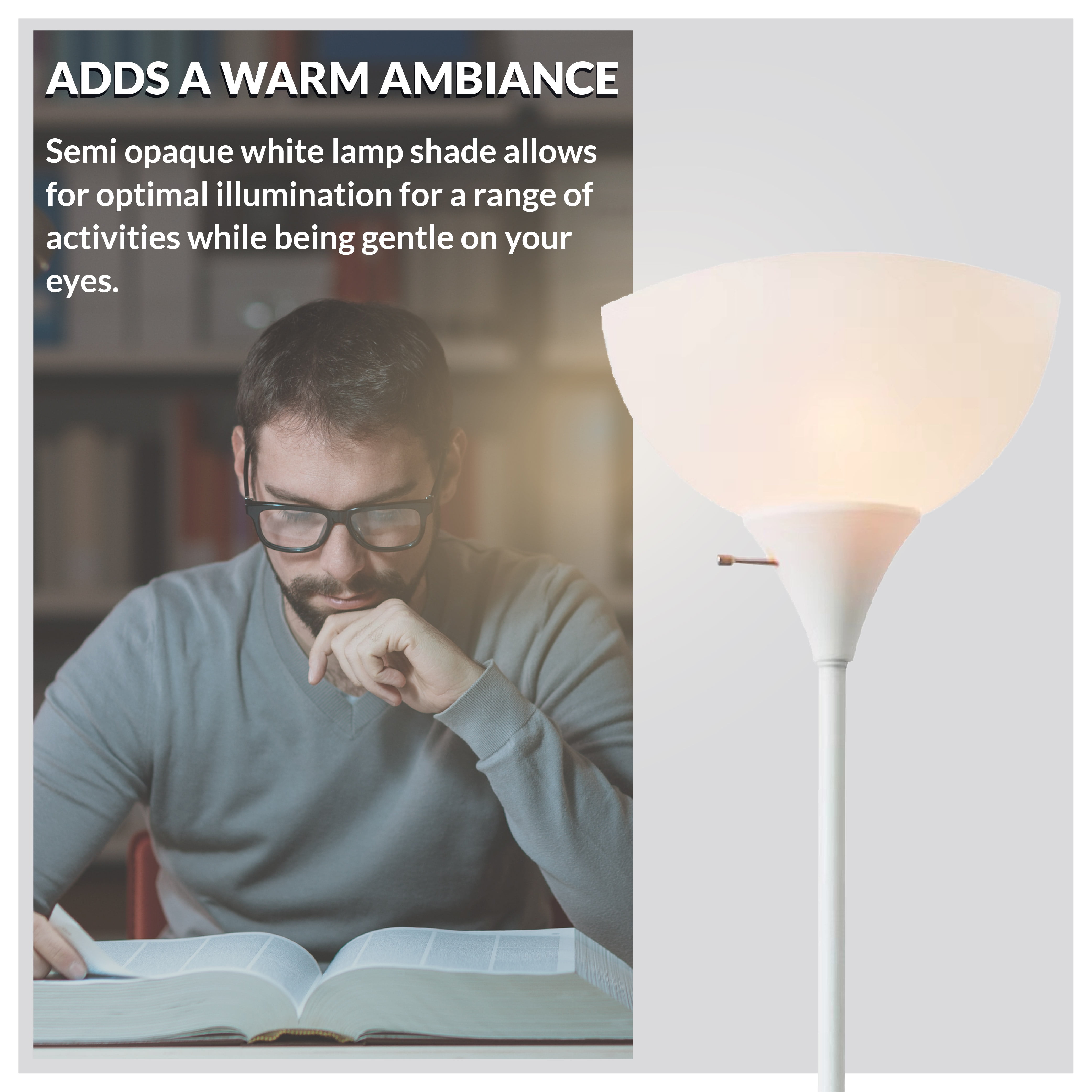 Newhouse Lighting 71” Modern White Energy Efficient Floor Lamp with White Torchiere Shades