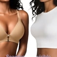 thumbnail image 4 of Helii Womens Front Closure Bra Wireless Racerback Bra Deep V Bralette Seamless Bra Gel Strip Support Bra Padded No Underwire Bra for Sports Yoga Everyday Workout 6 Colors with Adjustable Straps, 4 of 7
