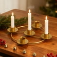thumbnail image 4 of Golden Metal Advent Wreath Candle Holder for 5 Candles, Round Christmas Centerpiece for Church Home Table Decor, Traditional Holiday Candle Stand Ceremony - B, 4 of 5