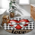 thumbnail image 3 of Red Love Bow Round Area Rug 3.3Ft Washable Circle Rugs for Dining Room Table, Valentine's Day Love Black White Palid Linen Non-Slip Carpet Floor Mats Indoor Outdoor Carpet Runner Aesthetic Home Decor, 3 of 8